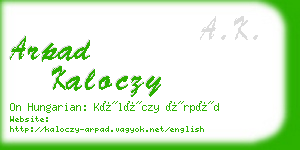 arpad kaloczy business card